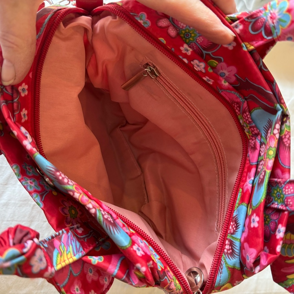 Oilily Red Floral Handbag with Removable Strap - Picture 6 of 10